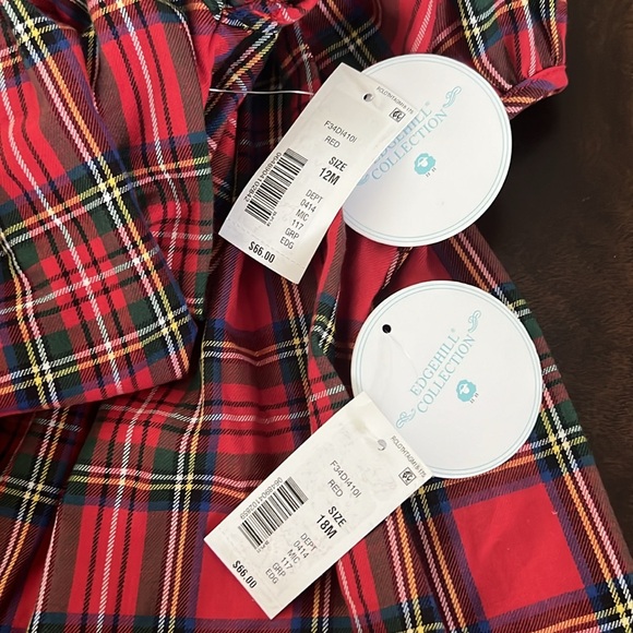 Edgehill Collection Short Sleeve Smocked Holiday Plaid Dress - Picture 8 of 8